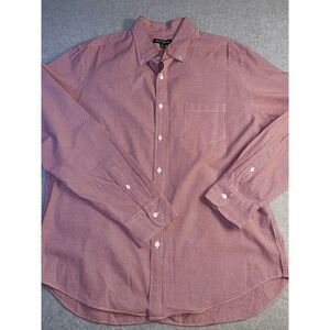 J Crew Men's Button‎ Down Dress Shirt Plaid Burgundy Long Slv XL